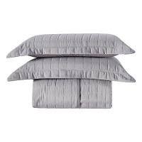 Cobre Leito Matelassê Percal 300 Fios Basic King 03 Peças 100% Poliéster - Cinza - 1