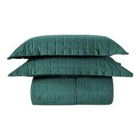 Cobre Leito Matelassê Percal 300 Fios Basic Casal Padrão 03 Peças 100% Poliéster - Verde - 1