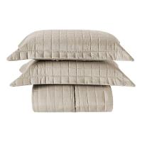 Cobre Leito Matelassê Percal 300 Fios Basic Queen 03 Peças 100% Poliéster - Bege - 1