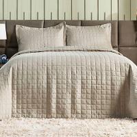 Cobre Leito Matelassê Percal 300 Fios Basic Solteiro 02 Peças 100% Poliéster - Bege - 2