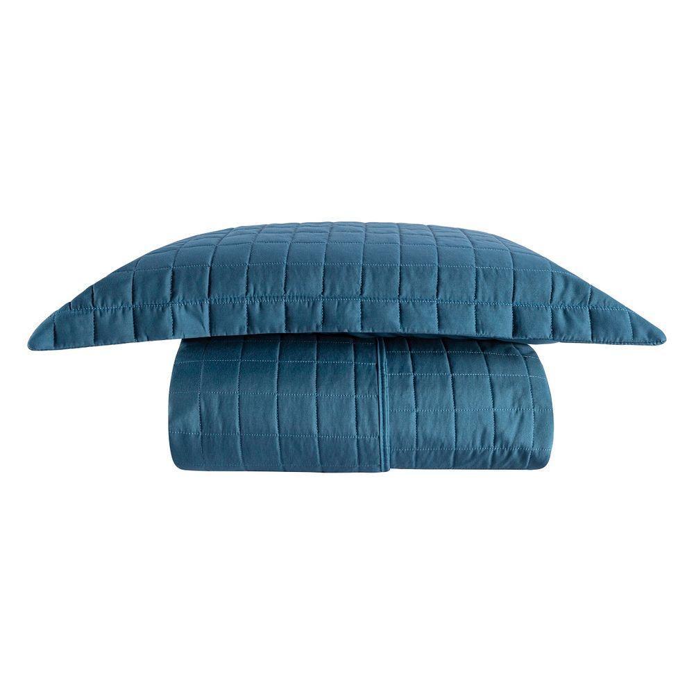 Cobre Leito Matelassê Percal 300 Fios Basic Solteiro 02 Peças 100% Poliéster - Marinho - 1