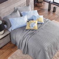 Kit Colcha Matelassê Percal 300 Fios Basic Queen 07 Peças 100% Poliéster - Cinza Leaves - 2