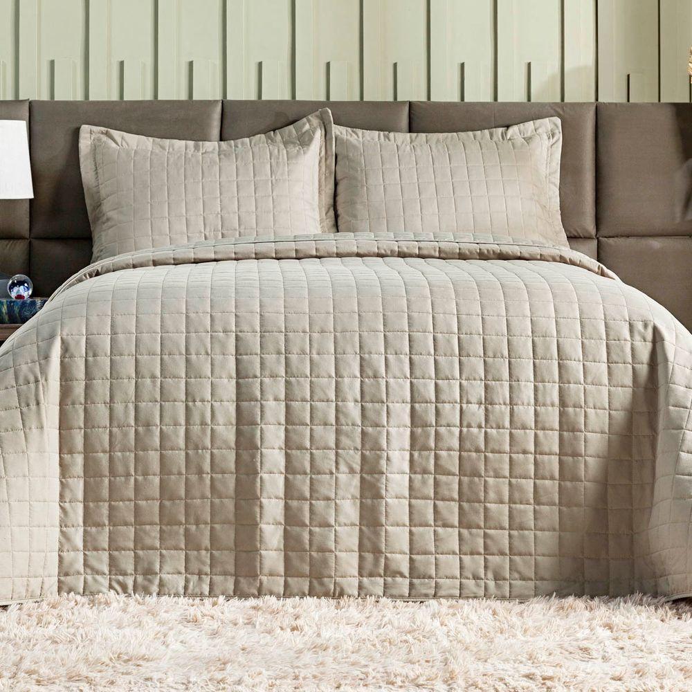 Kit Colcha Matelassê Percal 300 Fios Basic Queen 07 Peças 100% Poliéster - Bege Moon - 3