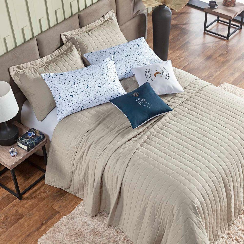 Kit Colcha Matelassê Percal 300 Fios Basic King 07 Peças 100% Poliéster - Bege Moon - 2