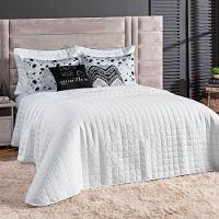 Kit Colcha Matelassê Percal 300 Fios Basic Queen 07 Peças 100% Poliéster - Branco Ethnic - 1