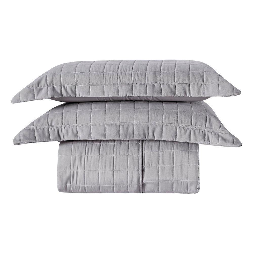 Kit Colcha Matelassê Percal 300 Fios Basic King 07 Peças 100% Poliéster - Cinza Leaves - 4