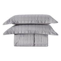 Kit Colcha Matelassê Percal 300 Fios Basic King 07 Peças 100% Poliéster - Cinza Leaves - 4