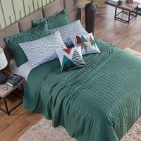 Kit Colcha Matelassê Percal 300 Fios Basic King 07 Peças 100% Poliéster - Verde Mountains - 2