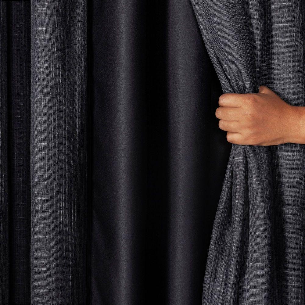 Cortina Tecido Blecaute Com Voil Gaze De Linho 2,70m X 2,30m 100% Poliéster - Preto - 3