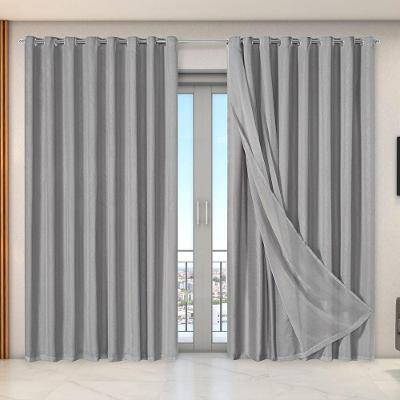 Cortina Dual Microfibra Voil Gaze Belga 4,00m X 2,70m 100% Poliéster - Cinza