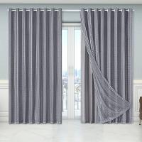 Cortina Dual Forro Microfibra C/ Voil Xadrez 5,60m X 2,70m 100% Poliéster - Cinza - 1