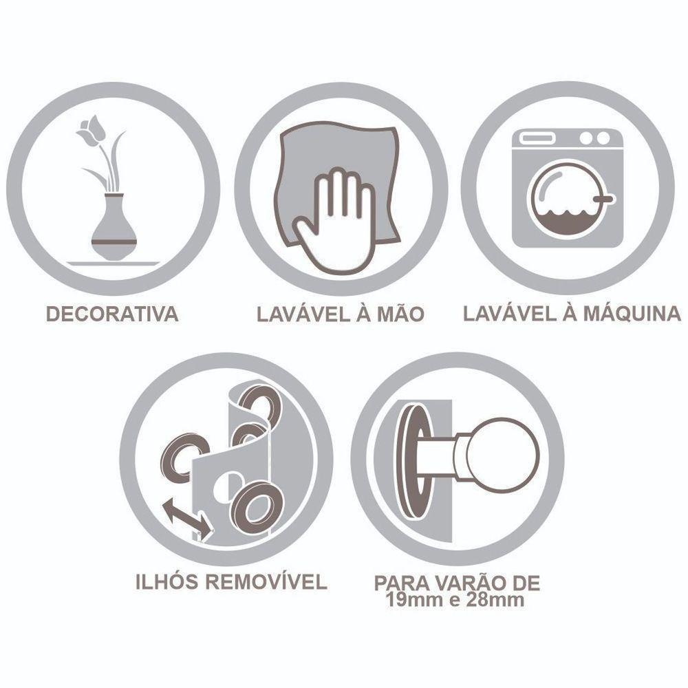 Cortina Dual Forro Microfibra C/ Voil Liso 5,60m X 2,70m 100% Poliéster - Bege - 2