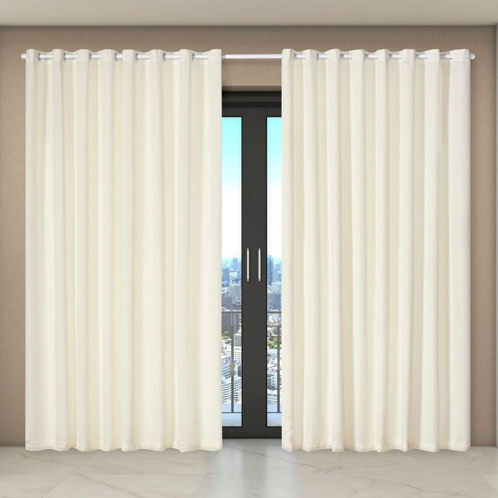 Cortina Dual Forro Microfibra C/ Voil Liso 5,60m X 2,70m 100% Poliéster - Bege - 4