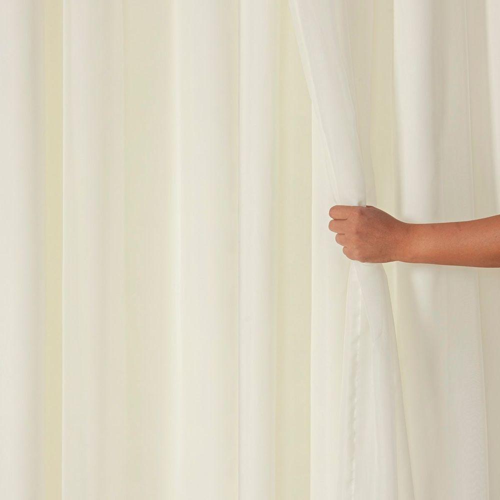 Cortina Dual Forro Microfibra C/ Voil Liso 5,60m X 2,70m 100% Poliéster - Bege - 6