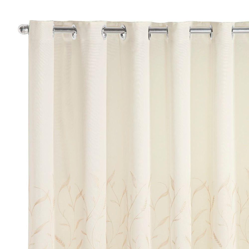 Cortina Dual Microfibra Voil Gaze Bordado 5,60m X 2,70m 100% Poliéster - Leaves Bege - 4