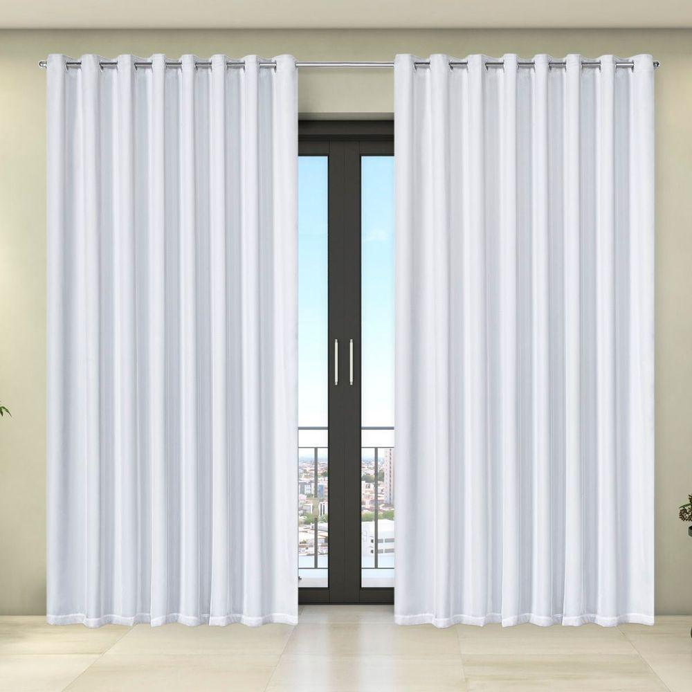 Cortina Tecido Blecaute Com Voil Liso 2,70m X 2,30m 100% Poliéster 100% Poliéster - Branco - 2