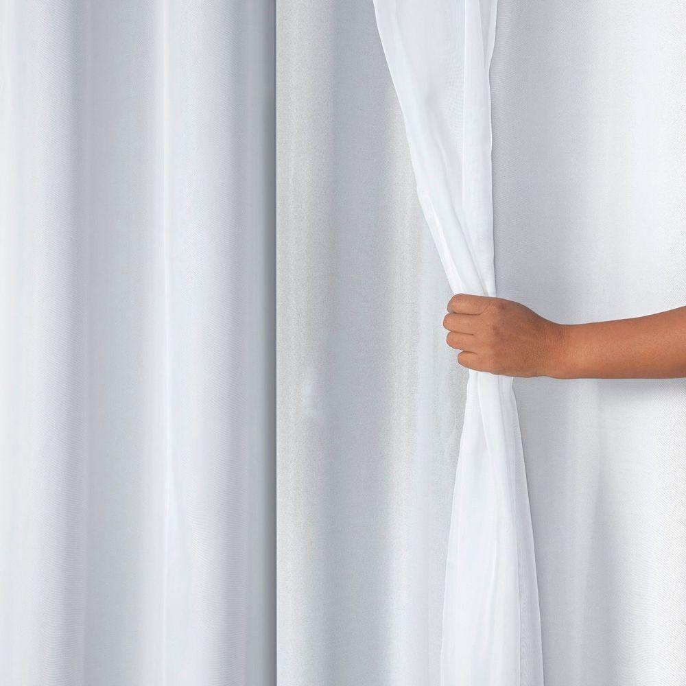 Cortina Tecido Blecaute Com Voil Liso 2,70m X 2,30m 100% Poliéster 100% Poliéster - Branco - 4