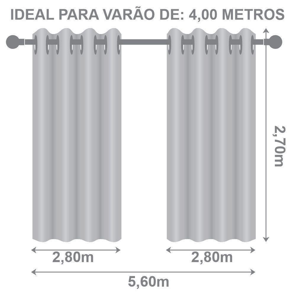 Cortina Dual Microfibra Voil Gaze Belga 5,60m X 2,70m 100% Poliéster - Branco - 2