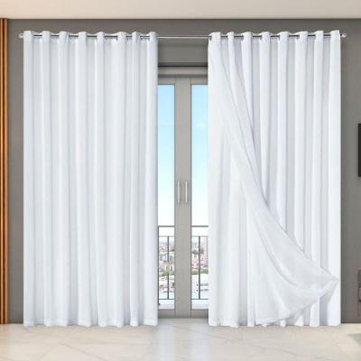 Cortina Dual Microfibra Voil Gaze Belga 5,60m X 2,70m 100% Poliéster - Branco