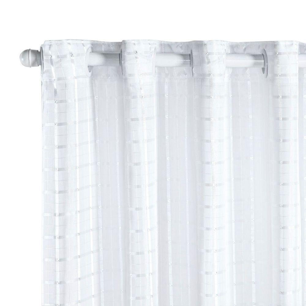 Cortina Dual Forro Microfibra C/ Voil Xadrez 5,60m X 2,70m 100% Poliéster - Branco - 3