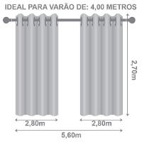 Cortina Dual Forro Microfibra C/ Voil Xadrez 5,60m X 2,70m 100% Poliéster - Branco - 6