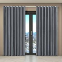 Cortina Dual Forro Microfibra C/ Voil Liso 4,00m X 2,70m 100% Poliéster - Cinza