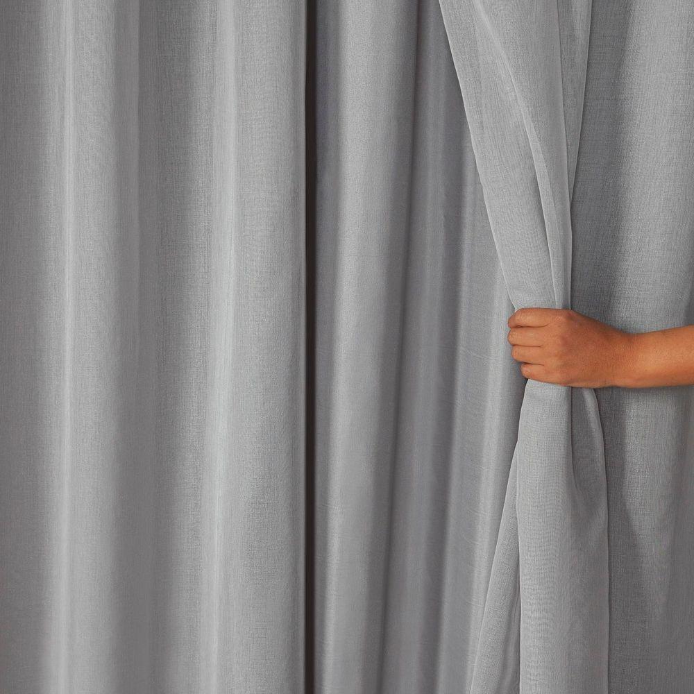 Cortina Dual Microfibra Voil Gaze Belga 2,70m X 2,30m 100% Poliéster - Cinza - 4