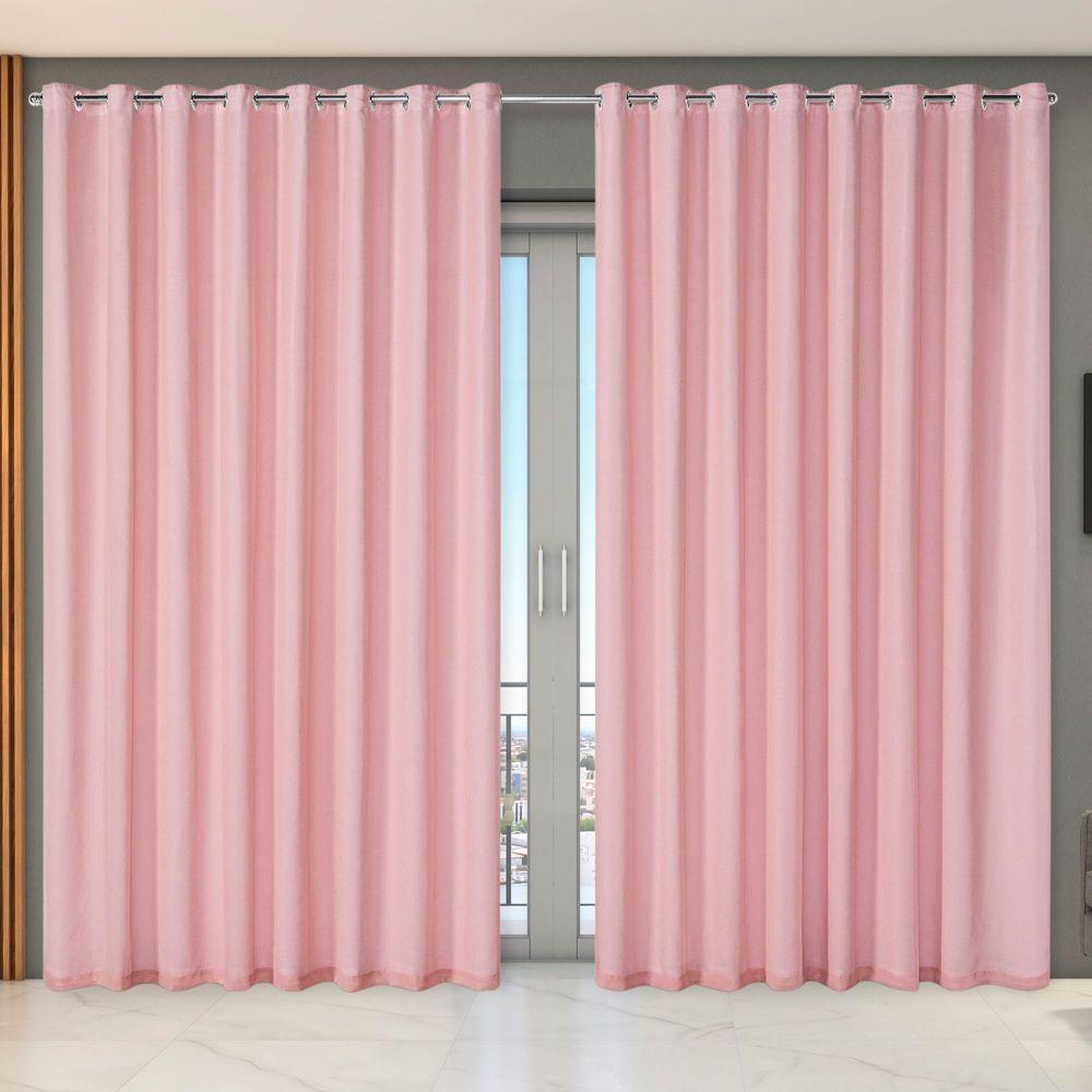 Cortina Dual Microfibra Voil Gaze Belga 5,60m X 2,70m 100% Poliéster - Rosa - 2