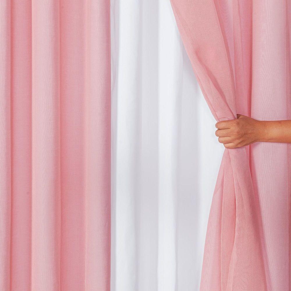 Cortina Dual Microfibra Voil Gaze Belga 5,60m X 2,70m 100% Poliéster - Rosa - 4