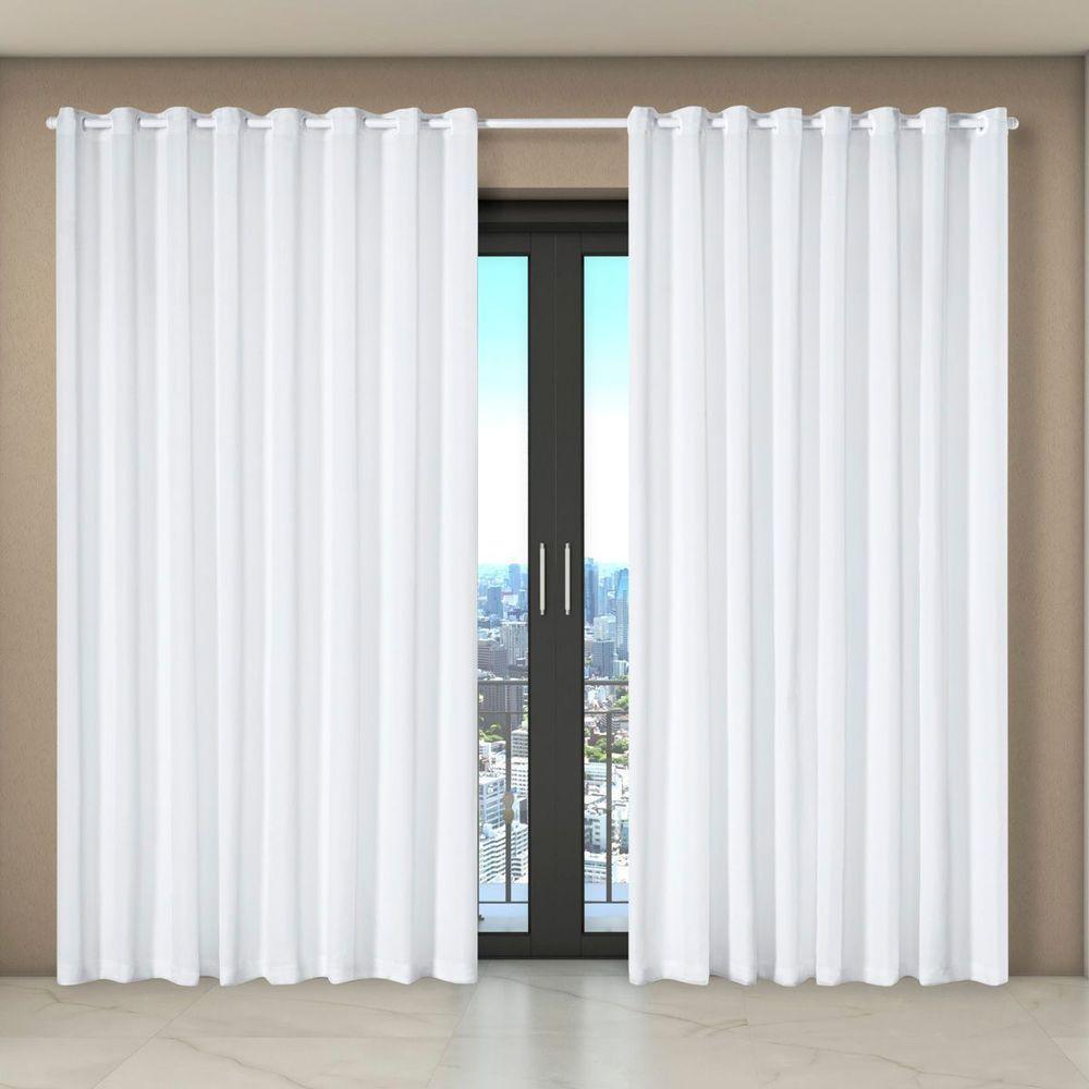 Cortina Dual Forro Microfibra C/ Voil Liso 4,00m X 2,70m 100% Poliéster - Branco - 2