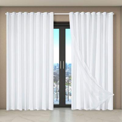 Cortina Dual Forro Microfibra C/ Voil Liso 4,00m X 2,70m 100% Poliéster - Branco