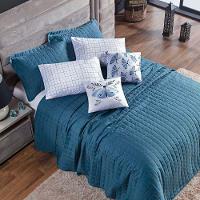 Kit Colcha Matelassê Percal 300 Fios Basic King 07 Peças 100% Poliéster - Azul Butterfly - 2