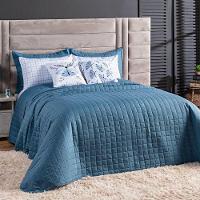 Kit Colcha Matelassê Percal 300 Fios Basic Casal 07 Peças 100% Poliéster - Azul Butterfly - 1