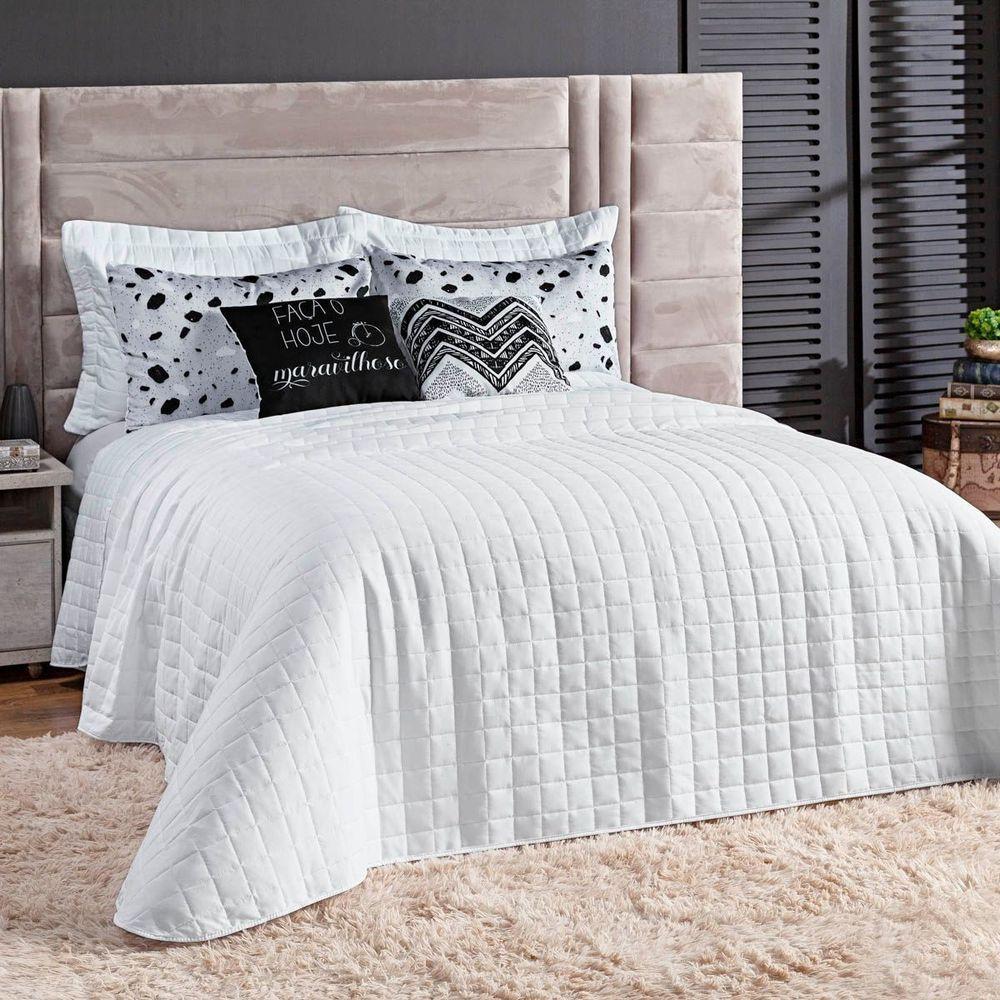 Kit Colcha Matelassê Percal 300 Fios Basic King 07 Peças 100% Poliéster - Branco Ethnic - 1