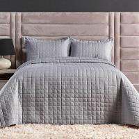 Cobre Leito Matelassê Percal 300 Fios Basic Queen 03 Peças 100% Poliéster - Cinza - 2