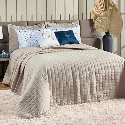 Kit Colcha Matelassê Percal 300 Fios Basic Casal 07 Peças 100% Poliéster - Bege Moon