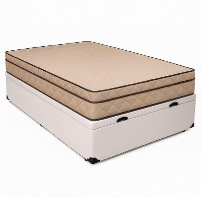 Cama Baú Casal 138 Tecido Sintético Branco Com Colchão Polônia Bello Box - D28 66x138x188
