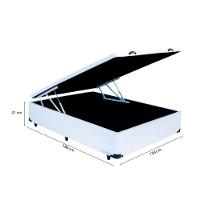 Cama Baú Casal 138 Tecido Sintético Branco Com Colchão Polônia Bello Box - D28 66x138x188 - 3