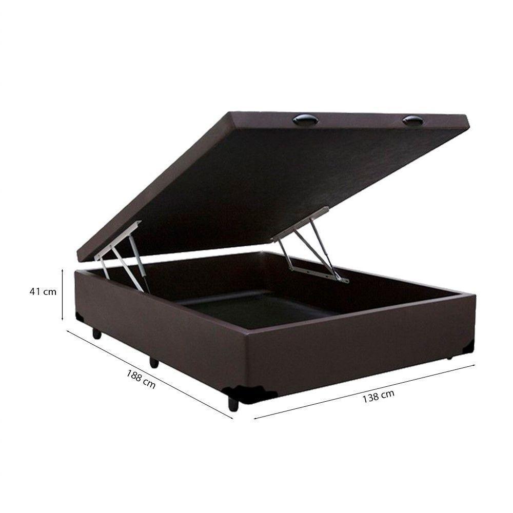 Cama Baú Casal 138 Tecido Sintético Marrom Com Colchão Polônia Bello Box - D28 66x138x188 - 3