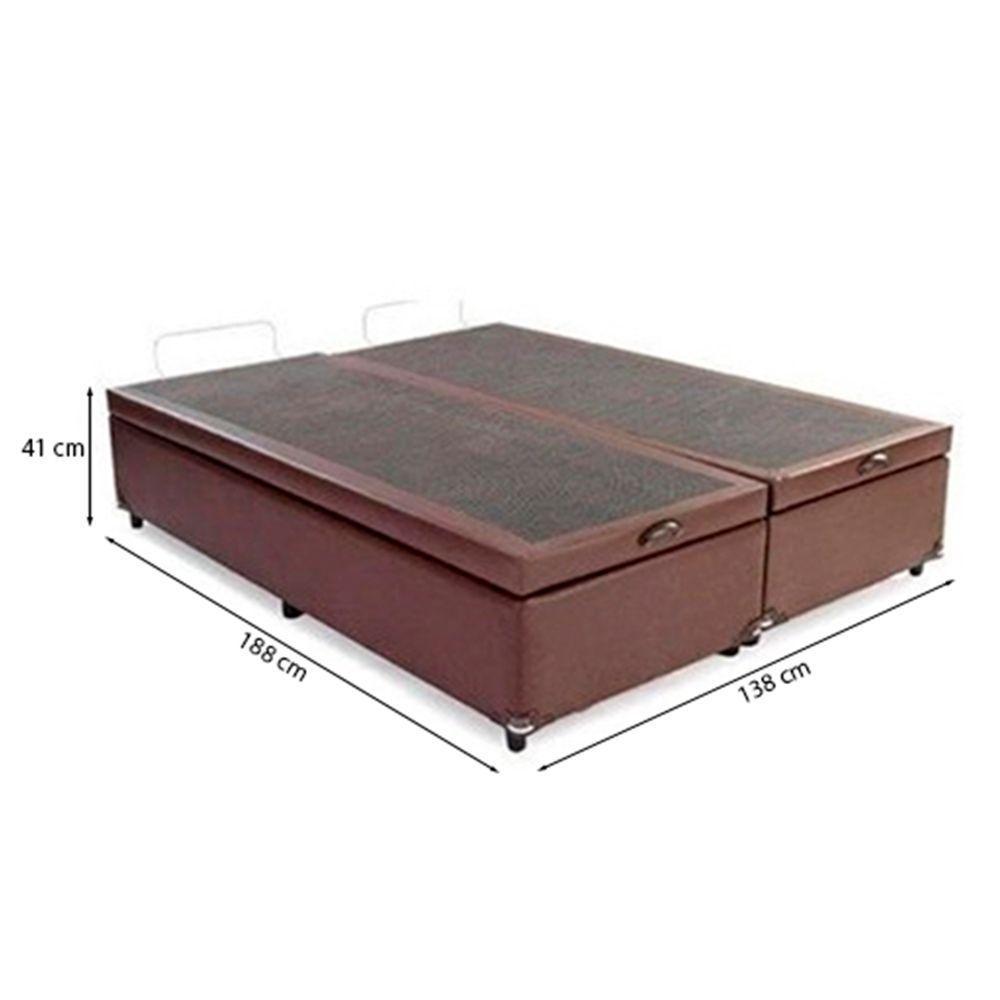 Cama Baú Casal 138 Bipartido Tecido Sintético Marrom Com Colchão De Espuma Tokio D33 Bege - 3