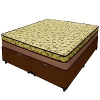 Cama Baú Casal 138 Bipartido Tecido Sintético Marrom Com Colchão De Espuma Tokio D33 Bege - 1