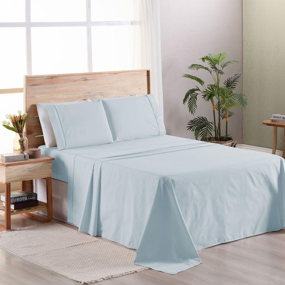 Jogo De Cama Premier King 04 Peças Hipercal 200 Fios 80% Algodão, 20% Poliéster - Azul - 1