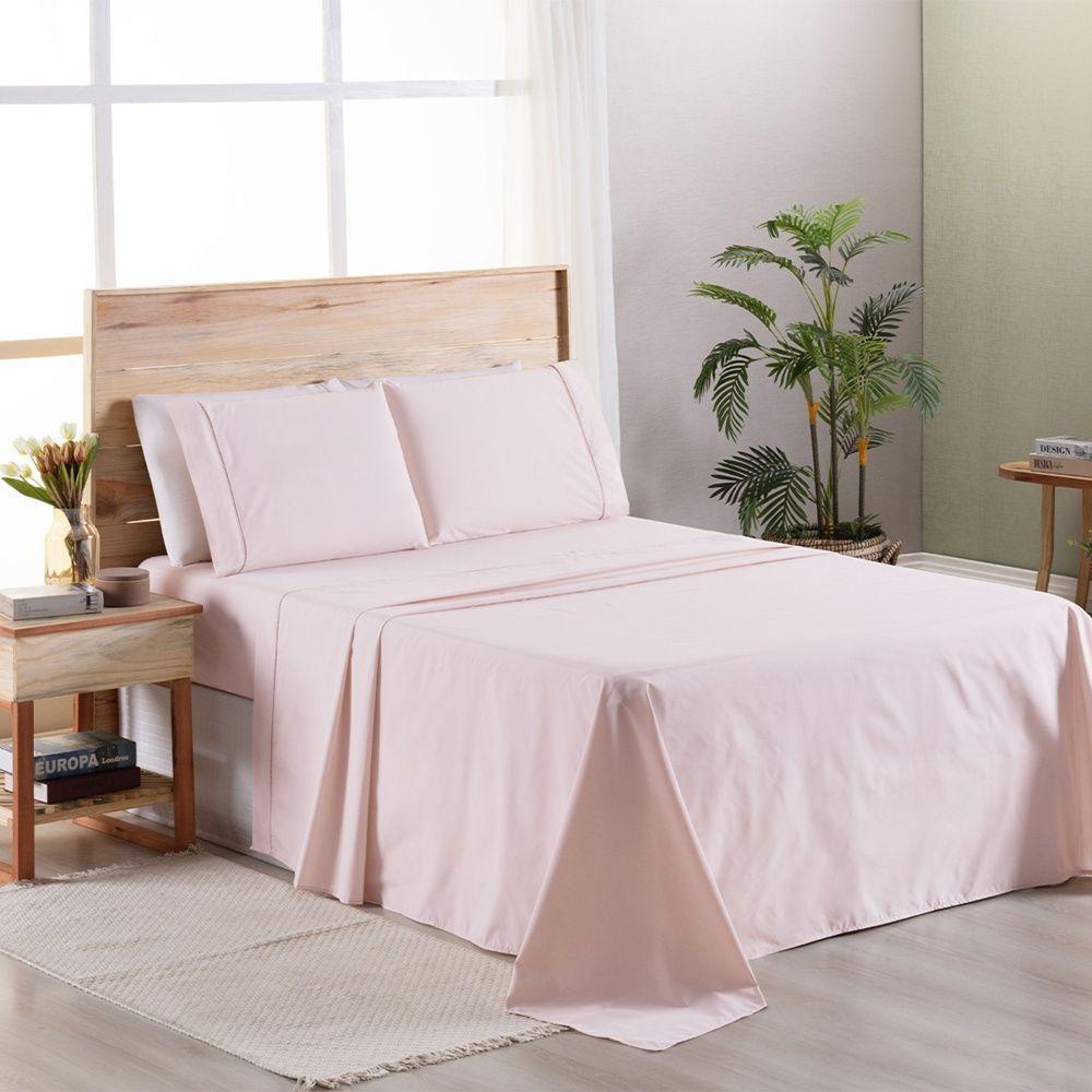 Kit Cobre Leito + Jogo De Cama Premier Casal 7 Peças Hipercal 200 Fios 80% Algodão, 20% Poliéster - Rosa - 6