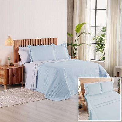 Kit Cobre Leito + Jogo De Cama Premier King 7 Peças Hipercal 200 Fios 80% Algodão, 20% Poliéster - Azul