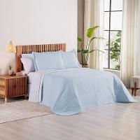 Kit Cobre Leito + Jogo De Cama Premier King 7 Peças Hipercal 200 Fios 80% Algodão, 20% Poliéster - Azul