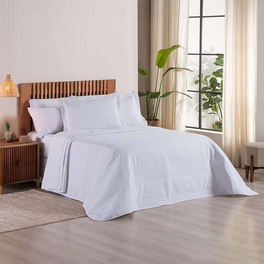 Kit Cobre Leito + Jogo De Cama Premier Casal 7 Peças Hipercal 200 Fios 80% Algodão, 20% Poliéster - Branco - 4