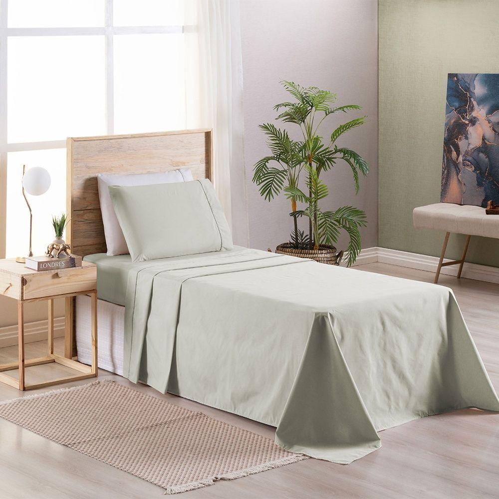 Jogo De Cama Premier Solteiro 03 Peças Hipercal 200 Fios 80% Algodão, 20% Poliéster - Caqui - 5