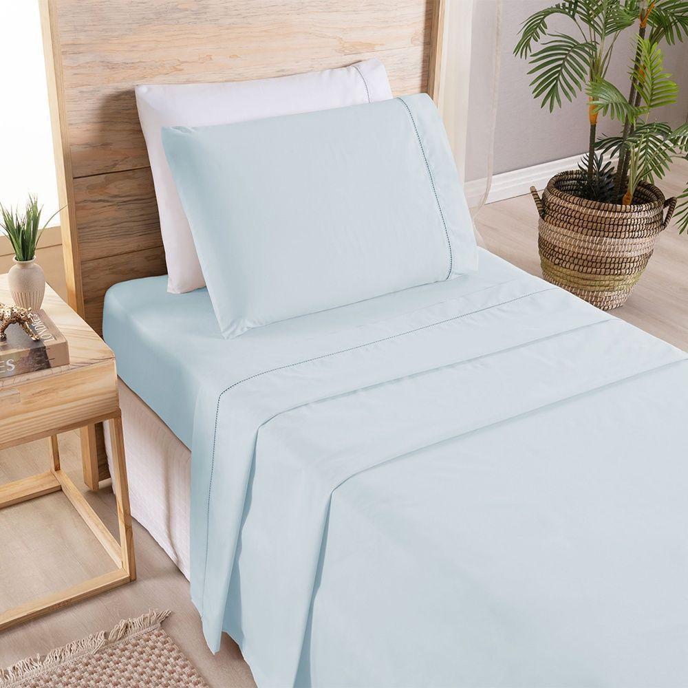 Jogo De Cama Premier Solteiro 02 Peças Hipercal 200 Fios 80% Algodão, 20% Poliéster - Azul - 2