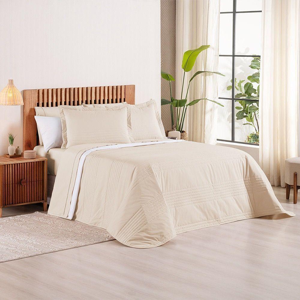 Kit Cobre Leito + Jogo De Cama Premier Queen 7 Peças Hipercal 200 Fios 80% Algodão, 20% Poliéster - Bege - 4