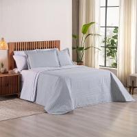 Kit Cobre Leito + Jogo De Cama Premier King 7 Peças Hipercal 200 Fios 80% Algodão, 20% Poliéster - Cinza